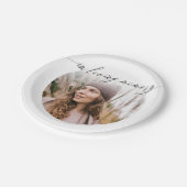 Assiettes En Carton Calligraphie Délicate En Mémoire Amoureuse Photo (Angle)