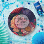 Assiettes En Carton Calligraphie élégante orangée rouge violet (Fête)