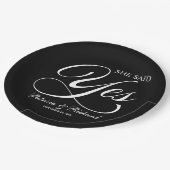 Assiettes En Carton Calligraphie Elle A Dit Oui Engagement Partie Noir (Angle)