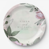 Assiettes En Carton Calligraphie Floral Mariage Mauve ID771 (Devant)