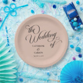 Assiettes En Carton Calligraphie moderne Mariage beige (Fête)