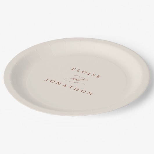 Assiettes En Carton Calligraphie moderne mariage en terre cuite intemp (Angle)