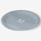 Assiettes En Carton Calligraphie Monogramme Mariage Dusty Blue ID771 (Angle)