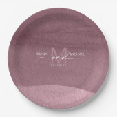 Assiettes En Carton Calligraphie Monogramme Mariage Mauve ID771 (Devant)