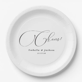 Assiettes En Carton Calligraphie noir et blanc Mariage chic officiel