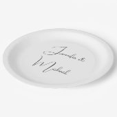 Assiettes En Carton Calligraphie Noms Élégant Plat Simple Gris Blanc (Angle)