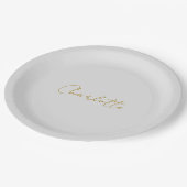 Assiettes En Carton Calligraphie or couleur gris Personnalisé Edition  (Angle)