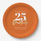 Assiettes En Carton Calligraphie Or moderne Orange Graduation (Devant)