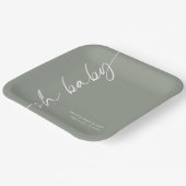 Assiettes En Carton Calligraphie pivotée Nom Sage Oh Baby shower (Angulaire)