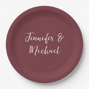 Assiettes En Carton Calligraphie rouge vin minimaliste professionnelle