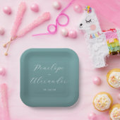 Assiettes En Carton Calligraphie sarcelle élégante (Fête)