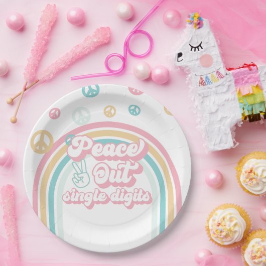 Assiettes En Carton Calme Des Chiffres Simple Retro Summer Rainbow (Fête)