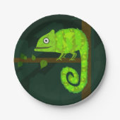 Assiettes En Carton Caméléon vert mignon (Devant)