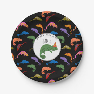 Assiettes En Carton Caméléons Reptile Coloré Lézards Anniversaire Enfa