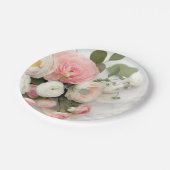 Assiettes En Carton Camélias rose et blanc (Angle)