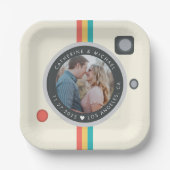 Assiettes En Carton Caméra instantanée Couple Photo Mariage unique (Recto)