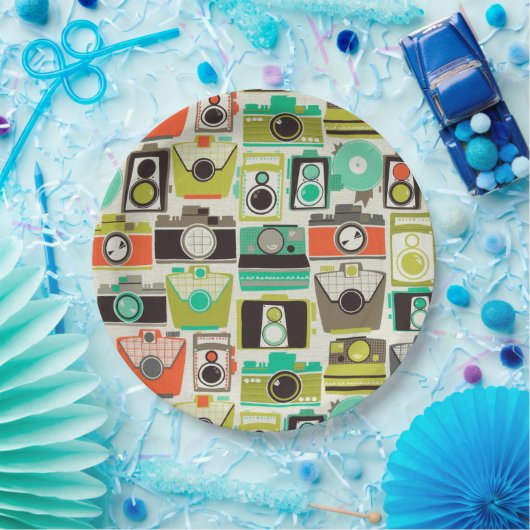 Assiettes En Carton Cameras Retro (Fête)
