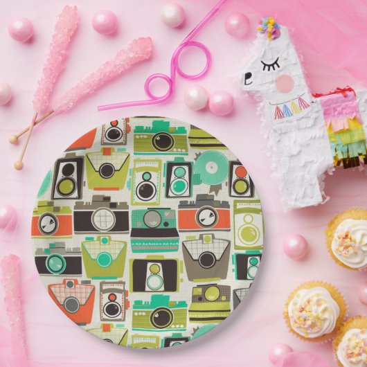 Assiettes En Carton Cameras Retro (Fête)