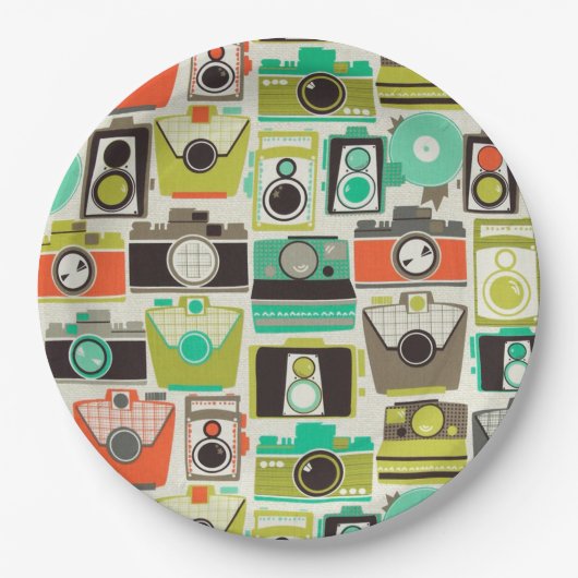 Assiettes En Carton Cameras Retro (Devant)