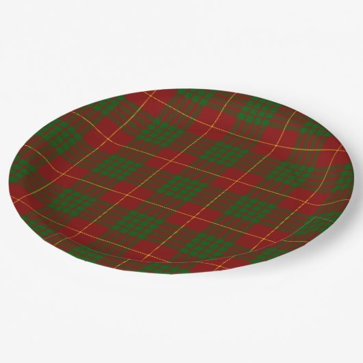 Assiettes En Carton Cameron tartan rouge vert plaid (Angle)