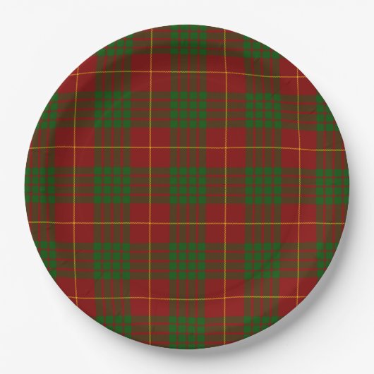 Assiettes En Carton Cameron tartan rouge vert plaid (Devant)