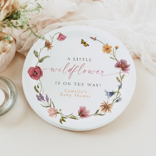 Assiettes En Carton CAMILLA Papillon Fleur sauvage Baby shower fille