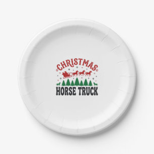 Assiettes En Carton Camion à chevaux de Noël Western Santa Sleigh Desi