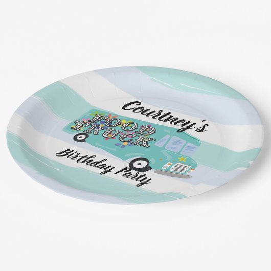 Assiettes En Carton Camion bleu turquoise Fête d'anniversaire Personna (Angle)