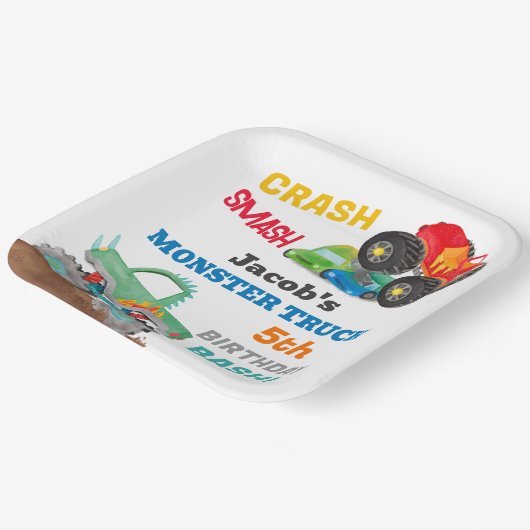 Assiettes En Carton Camion Crash Smash Monster Anniversaire Bash (Angulaire)