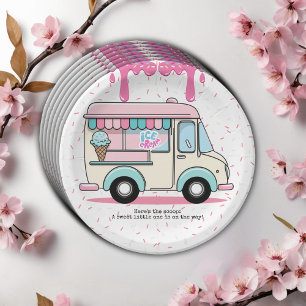 Assiettes En Carton Camion de Glace à l'Eau Cuillère Sprinkles Baby Sh