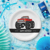 Assiettes En Carton Camion de monstre rouge (Fête)