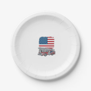 Assiettes En Carton Camion de pompiers patriotique drapeau américain v