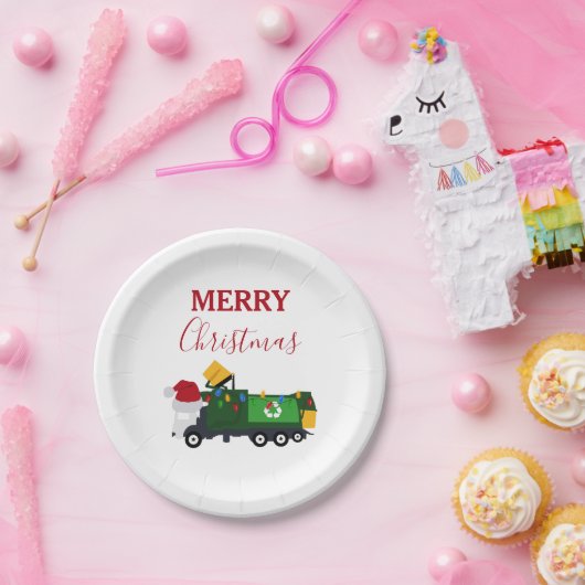 Assiettes En Carton Camion de recyclage de Noël (Fête)