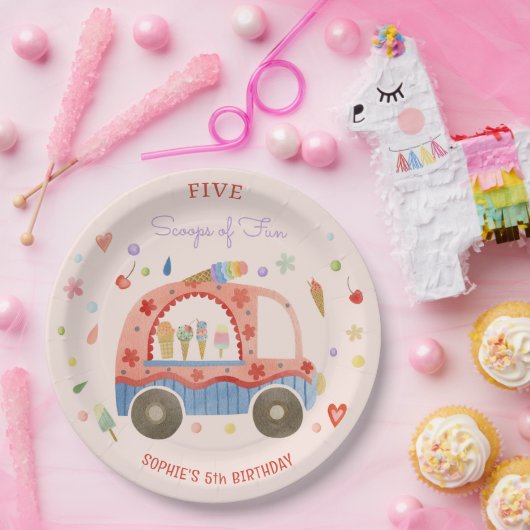 Assiettes En Carton Camion glace Scoops of fun anniversaire de enfant (Fête)