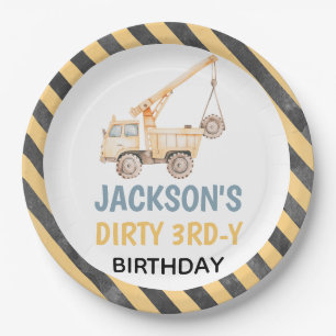 Assiettes En Carton Camion Jaune Construction sale Plaque en papier 3è