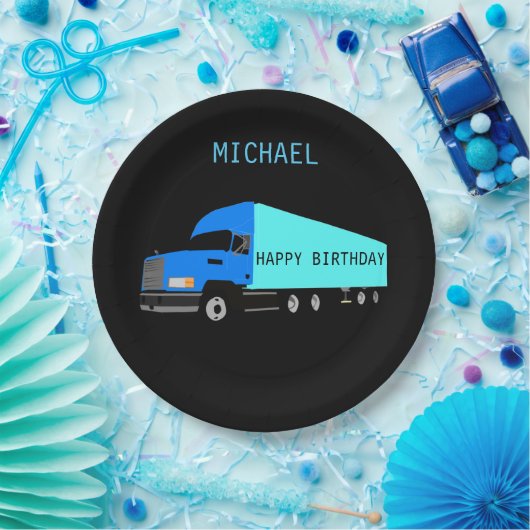 Assiettes En Carton "CAMION" Joyeuses plaques de papier d'anniversaire (Fête)