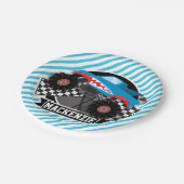 Assiettes En Carton Camion Monster de requin; Drapeau À damiers; Bleu (Angle)
