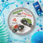 Assiettes En Carton Camion Monster Smash et Crash 4e anniversaire (Fête)