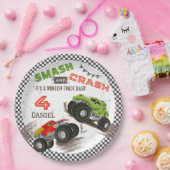 Assiettes En Carton Camion Monster Smash et Crash 4e anniversaire (Fête)