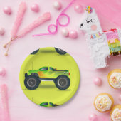 Assiettes En Carton Camion Monster sur le vert citron (Fête)