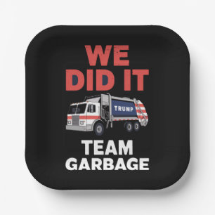 Assiettes En Carton Camion poubelle Trump 2024 On a réussi Équipe poub