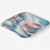 Assiettes En Carton Camion Red Retro de Noël avec Snowman (Angulaire)