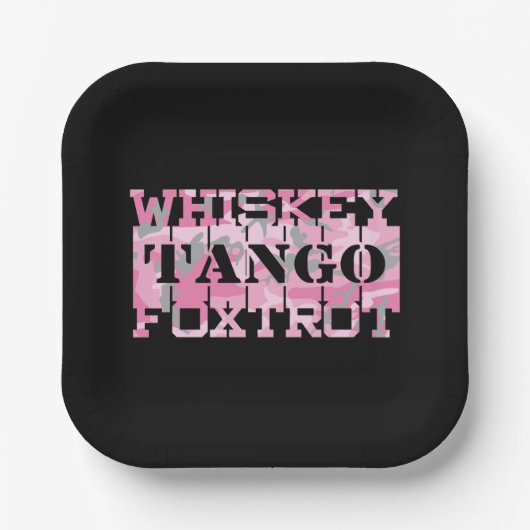 Assiettes En Carton Camion rose Foxtrot Tango Whiskey Militaire (Recto)