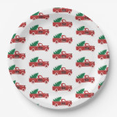 Assiettes En Carton Camion rouge et plaque d'arbre (Devant)