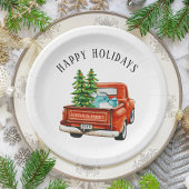 Assiettes En Carton Camion rouge rustique Joyeux Noël Arbre de Noël