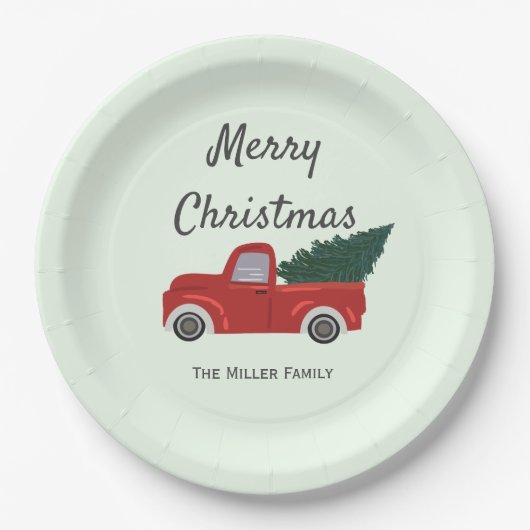 Assiettes En Carton Camion rouge sapin (Devant)