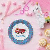 Assiettes En Carton Camion rouge Souriant pompier (Fête)