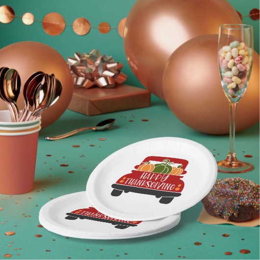 Assiettes En Carton Camion Thanksgiving (Multi)