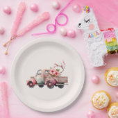 Assiettes En Carton Camion Vintage rose (Fête)