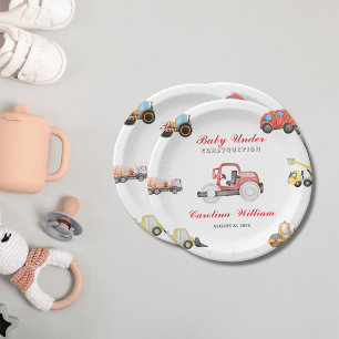 Assiettes En Carton Camions bébé en construction baby shower